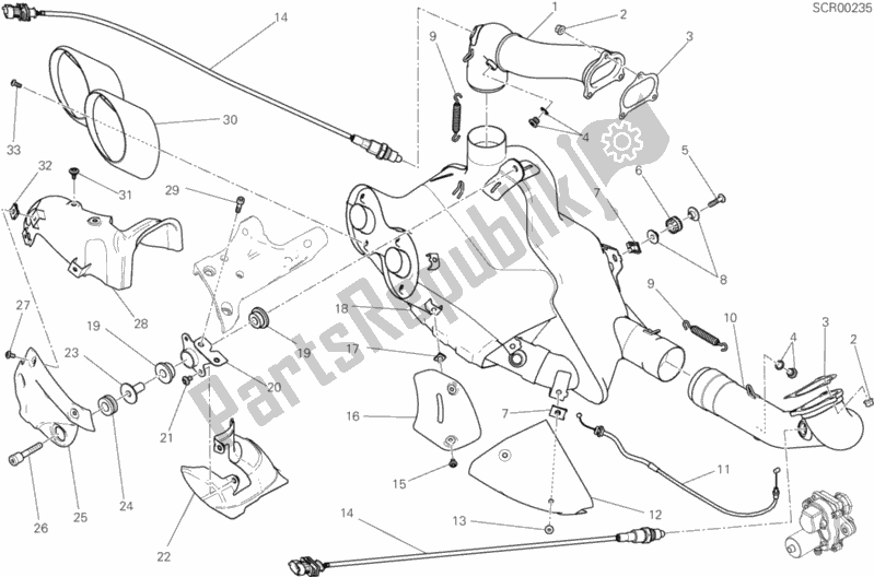 All parts for the Exhaust System of the Ducati Diavel Xdiavel Sport Pack Brasil 1260 2018